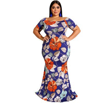 2021 High quality New Summer Women Loose Printing Dress Ladies Slim Fit Long Dresses High Quatily Fashion  Dresses