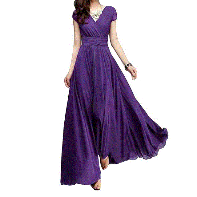 2021 High quality Women Dress Women Party Gown V Neck Short Sleeve Slim Fit Maxi Dress women length  summer dresses