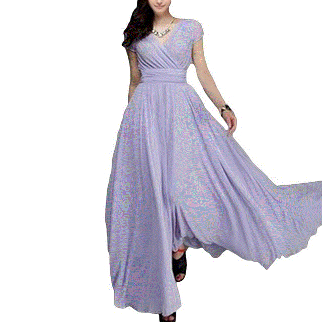 2021 High quality Women Dress Women Party Gown V Neck Short Sleeve Slim Fit Maxi Dress women length  summer dresses