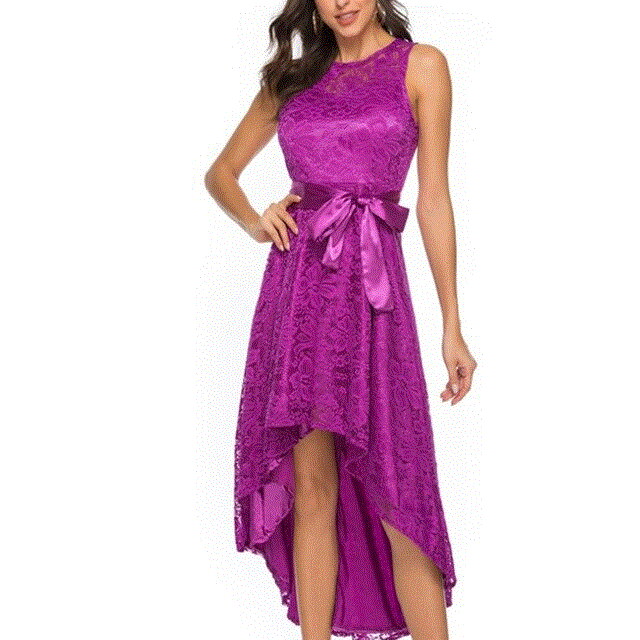 2021 High quality Lady Party Bow Satin Solid Color Lace Sleeveless  Long dresses women for women dress party dress