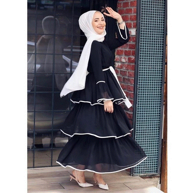 2021 High quality Women Dress Ruffles Fashion Full Sleeve Casual New Ladies  Long Maxi Dresses