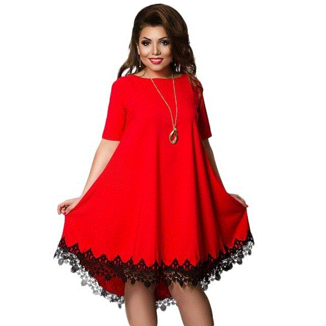 2021 High quality Short Sleeve Lace Dresses Summer Backless Dress Lace Hollow Party Dress Large Size Loose Dress