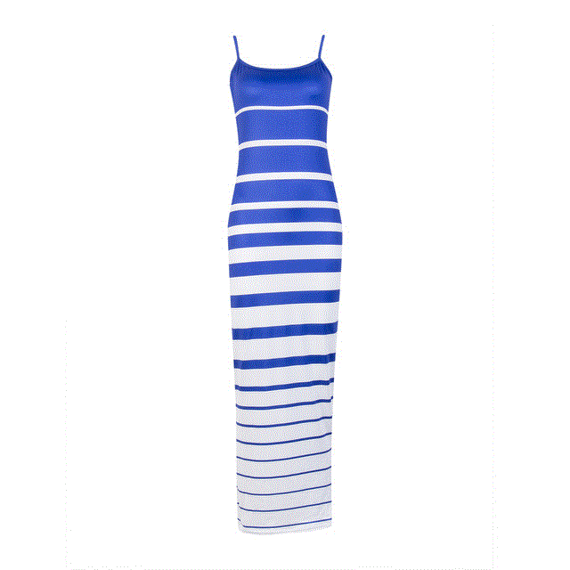 2021 High quality Women Summer dress Casual Maxi Long Dress Beach Stripped sleeveless dresses women  Party Maxi Dress