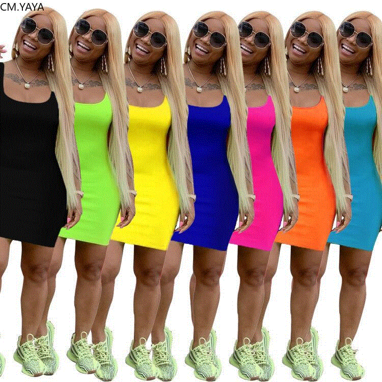 2021 High quality new women summer o-neck sleeveless bodycon above knee midi dress sexy casual tank dresses