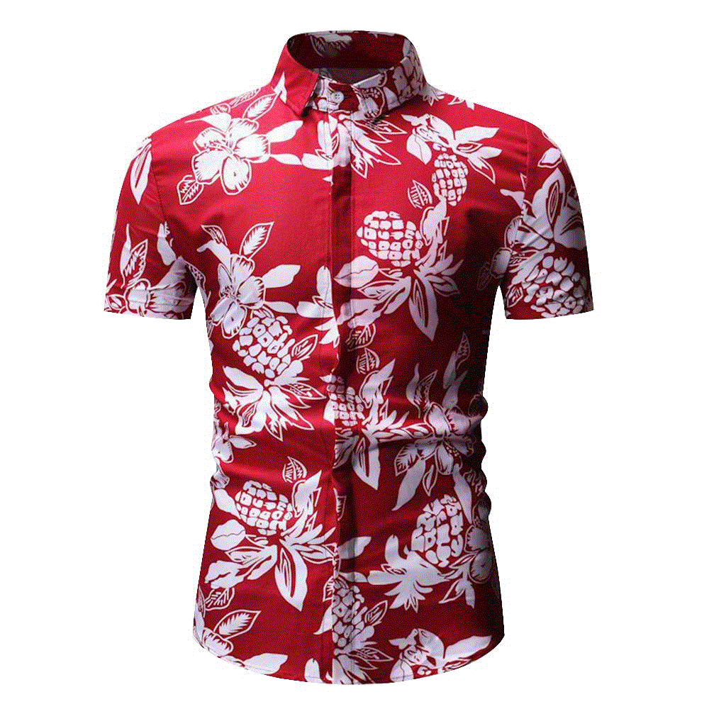 2021 High quality New Summer Mens Short Sleeve Beach Hawaiian Shirts Cotton Casual Floral Shirts Regular Mens Shirt