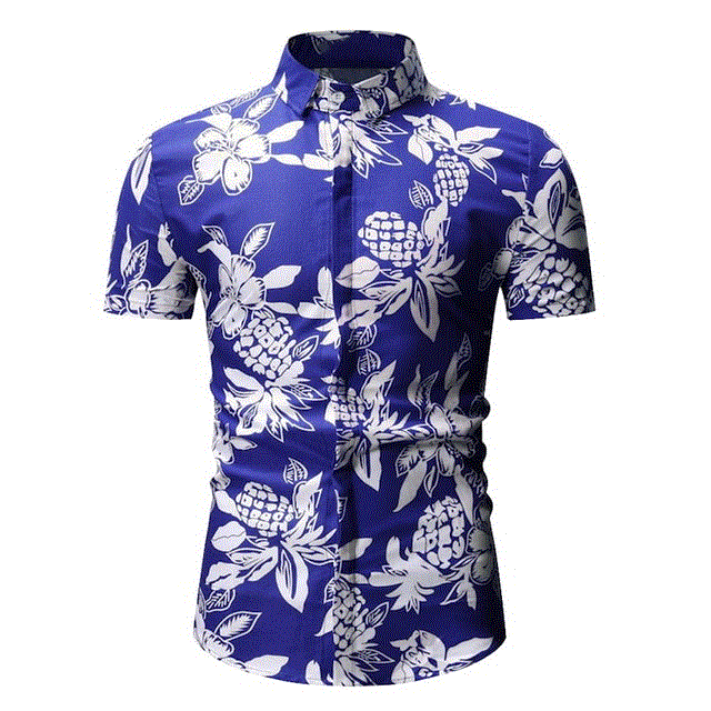 2021 High quality New Summer Mens Short Sleeve Beach Hawaiian Shirts Cotton Casual Floral Shirts Regular Mens Shirt