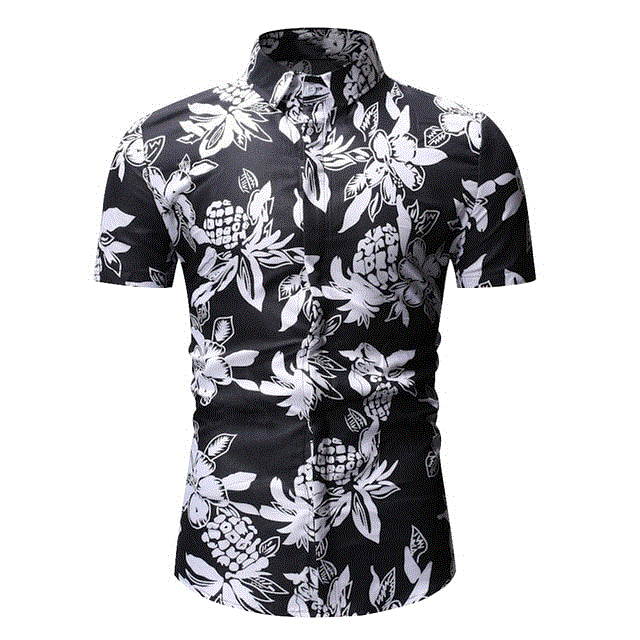 2021 High quality New Summer Mens Short Sleeve Beach Hawaiian Shirts Cotton Casual Floral Shirts Regular Mens Shirt
