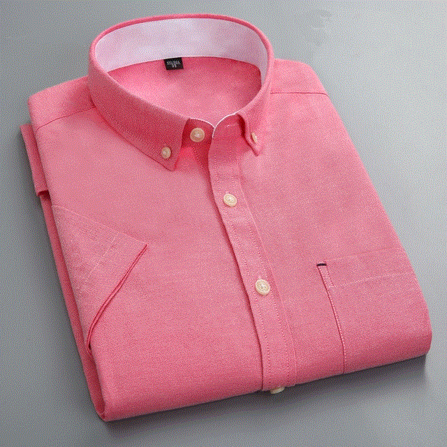 2021 High quality Men Fabric Shirts Turn Down Collar Front Button Short Sleeve Summer Shirts
