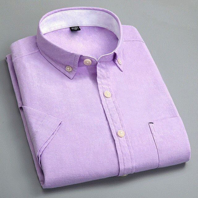 2021 High quality Men Fabric Shirts Turn Down Collar Front Button Short Sleeve Summer Shirts