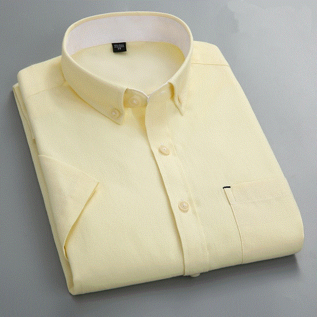 2021 High quality Men Fabric Shirts Turn Down Collar Front Button Short Sleeve Summer Shirts