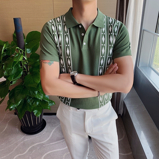 2021 High quality Polo Shirt Men Fashion  Summer Short Sleeve Mens Casual Polos Slim Fit Knitted Polo Mens Shirt