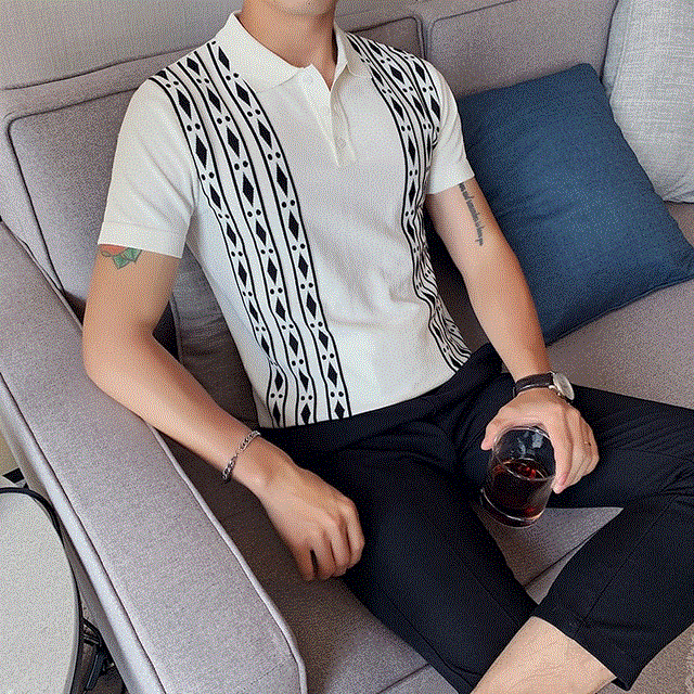 2021 High quality Polo Shirt Men Fashion  Summer Short Sleeve Mens Casual Polos Slim Fit Knitted Polo Mens Shirt
