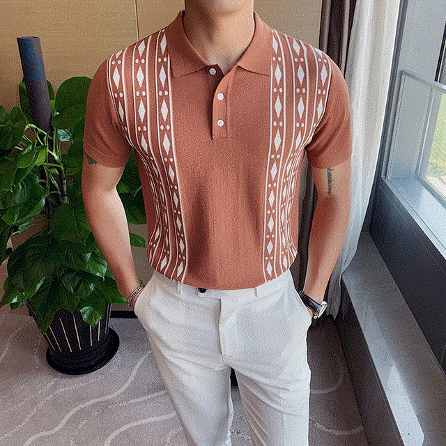 2021 High quality Polo Shirt Men Fashion  Summer Short Sleeve Mens Casual Polos Slim Fit Knitted Polo Mens Shirt