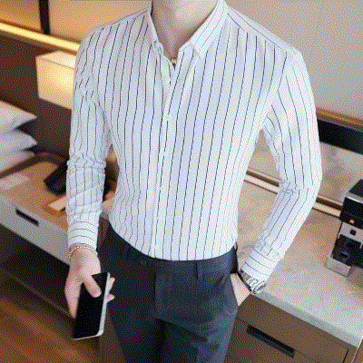 2021 High quality Business Men Shirt Brand Fashion Long Sleeve Shirt Men All Match Slim Fit Striped Men Formal Shirts
