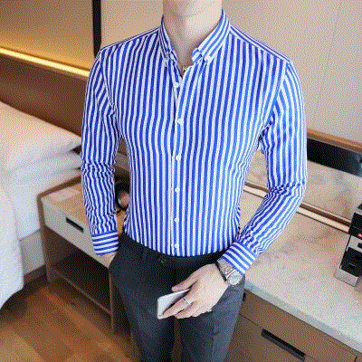 2021 High quality Business Men Shirt Brand Fashion Long Sleeve Shirt Men All Match Slim Fit Striped Men Formal Shirts