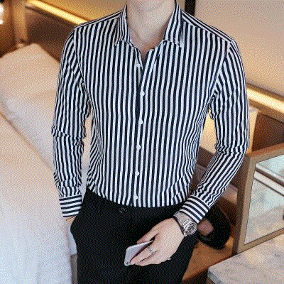 2021 High quality Business Men Shirt Brand Fashion Long Sleeve Shirt Men All Match Slim Fit Striped Men Formal Shirts
