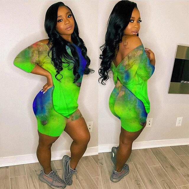 2021 High quality New Summer casual backless print Sexy Suit Outfits Shorts Set Women Two Piece women tracksuit