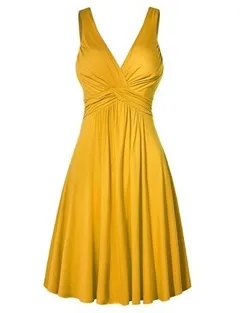 2021 High quality Hot sale Women's V-neck DressRetro Sling Pleated Slim Flare Female Party Dresses