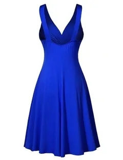 2021 High quality Hot sale Women's V-neck DressRetro Sling Pleated Slim Flare Female Party Dresses