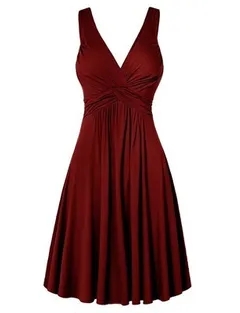 2021 High quality Hot sale Women's V-neck DressRetro Sling Pleated Slim Flare Female Party Dresses