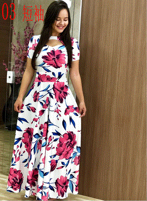 2021 High quality Elegant Spring Autumn Women Dress  Casual  Print Maxi Dresses Fashion Vestidos Dress Plus Size