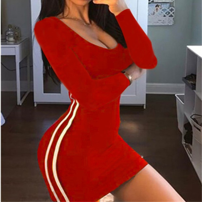 2021 High quality Women Sexy Stretch Slim Dresses Ladies Summer Striped Tank Mini Dress Plus Size