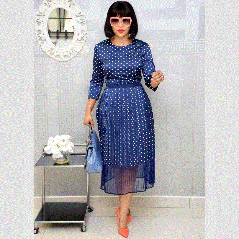 2021 High quality African Dresses For Women Elegent Fashion Style African Women Plus Size Polyester Knee-length Dress