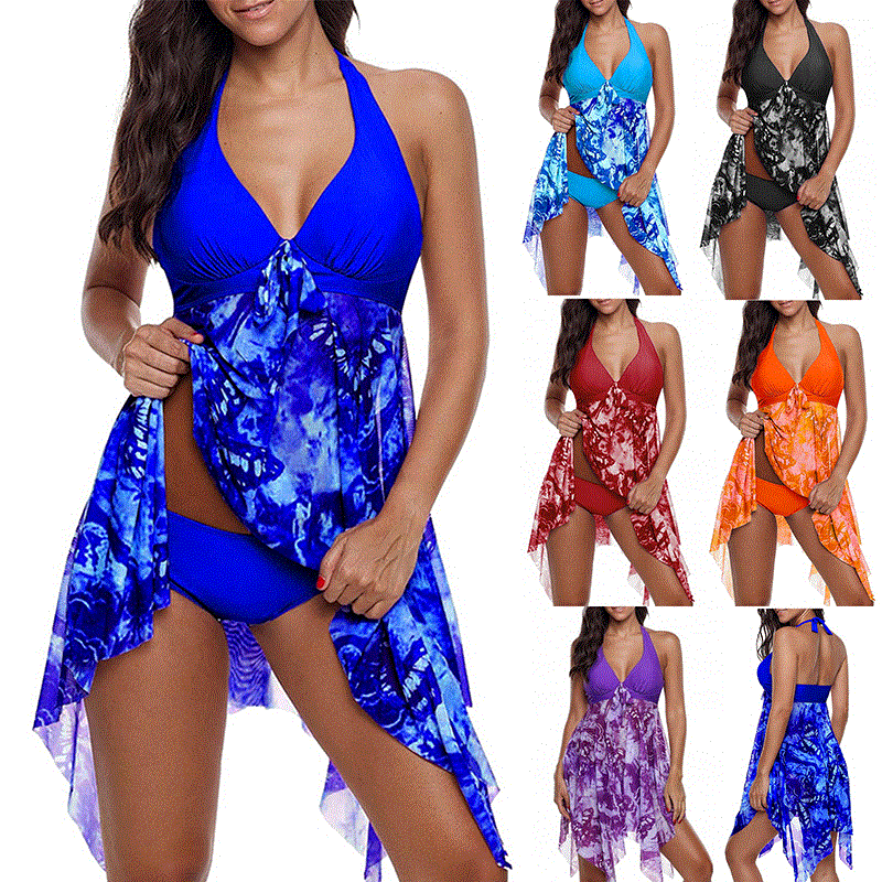 2021 High quality Women Summer Swimwear Print Beach Wear Two Piece Swimsuit Bathing Suit Plus Size Tankini