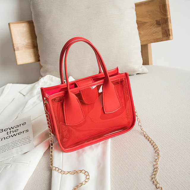 2021 High quality Fashion Trend Women Ladies Solid Color Crossbody Handbag PVC PU Leather Zipper Composite Bags