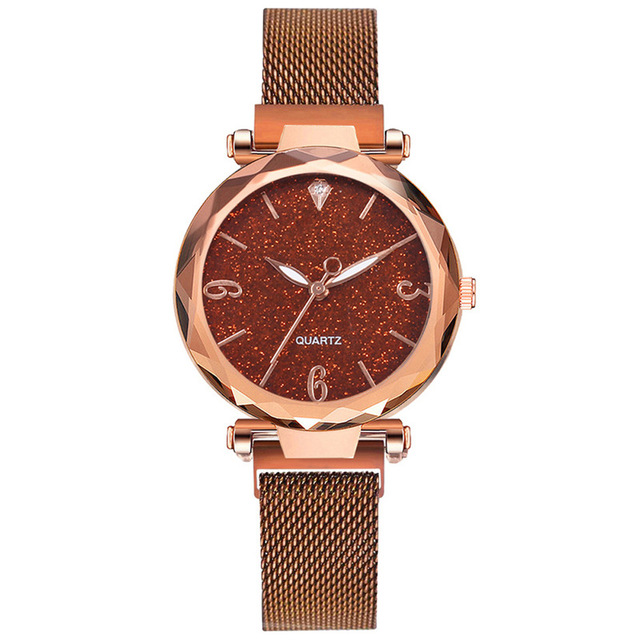 2021 High quality Rose Gold Women Watc Starry Sky Lady Wrist Watch Mesh Female Clock