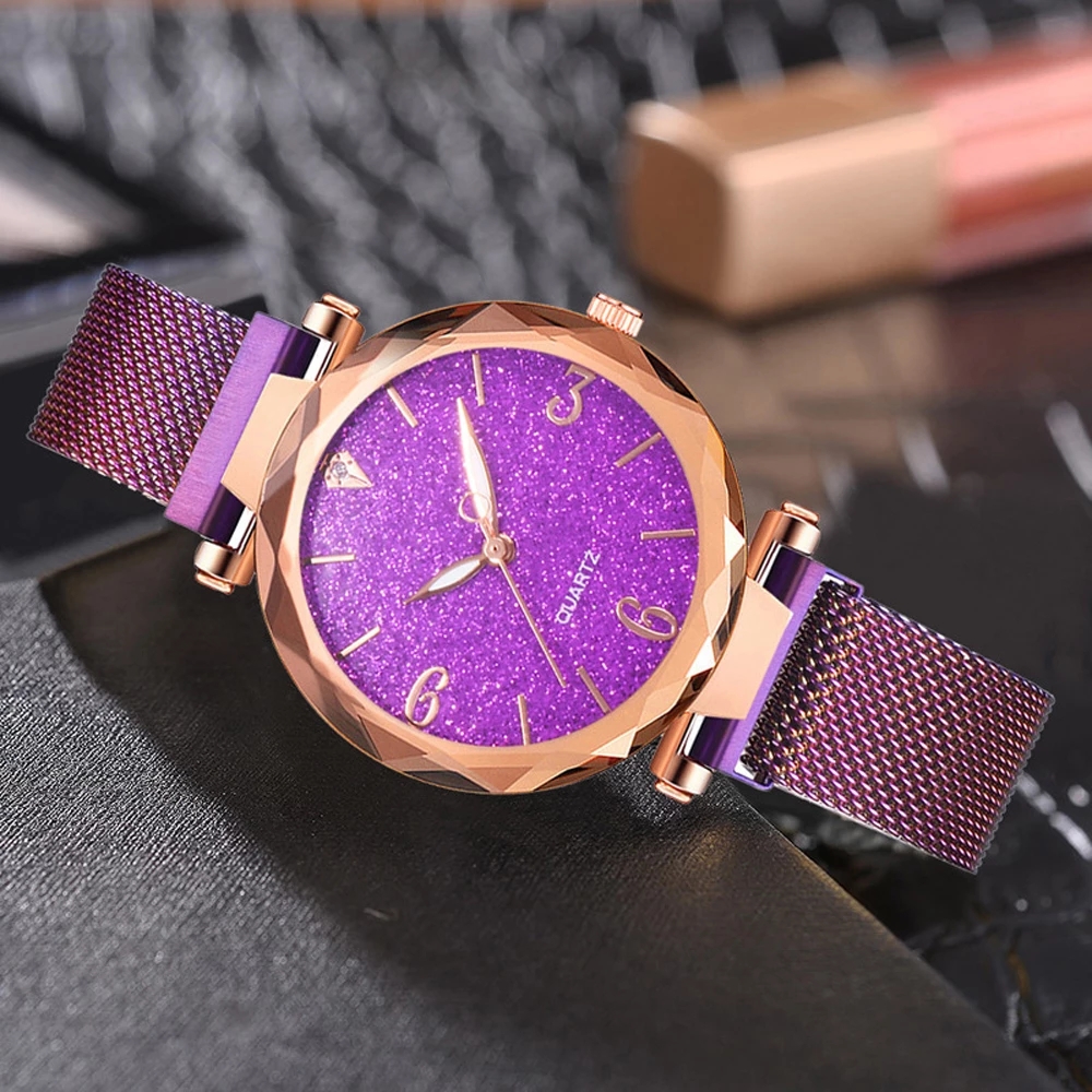 2021 High quality Rose Gold Women Watc Starry Sky Lady Wrist Watch Mesh Female Clock