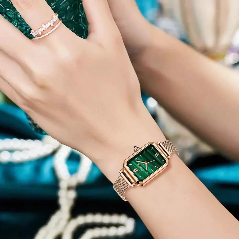 2021 High quality Women Watch Luxury Brand Fashion Casual Ladies Quartz Wristwatch Rose Gold Stainless Steel Mesh