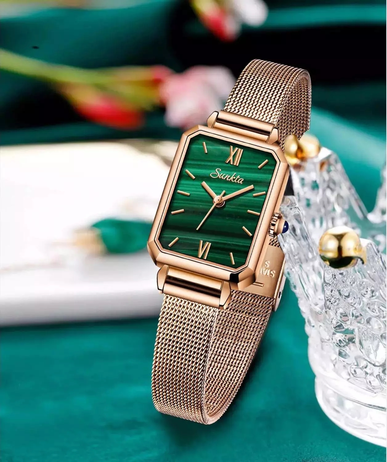 2021 High quality Women Watch Luxury Brand Fashion Casual Ladies Quartz Wristwatch Rose Gold Stainless Steel Mesh