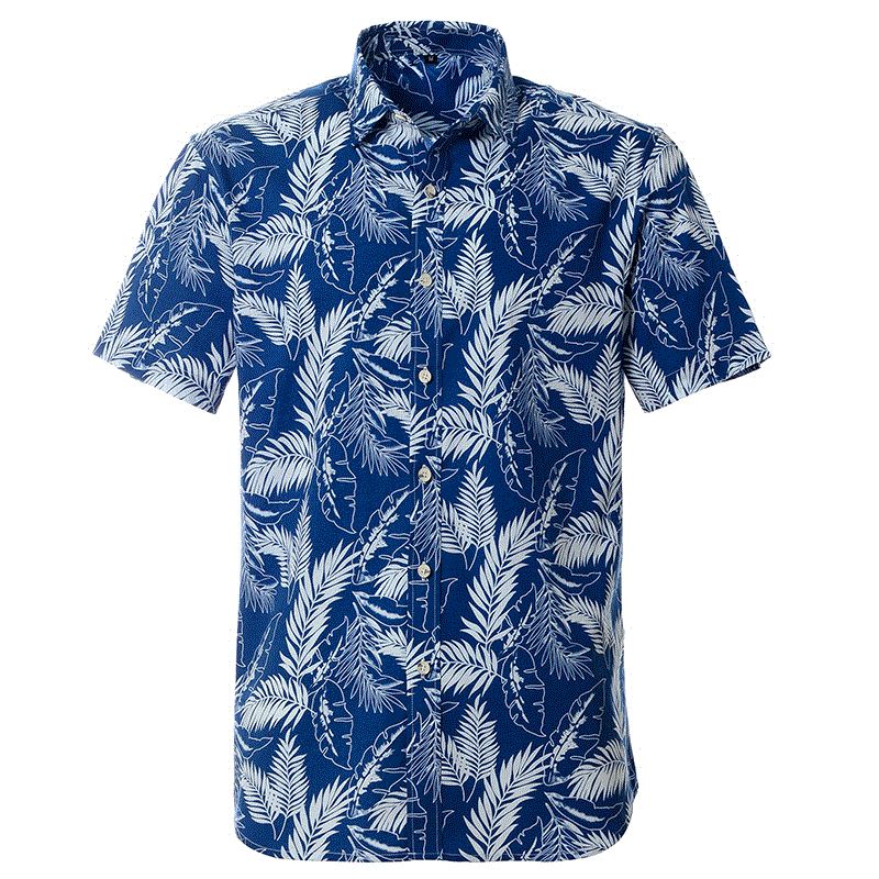 2021 High quality 100% Cotton Hawaiian Printed Men's Shirt US Size Regular Fit Short Sleeve Beach Blouse