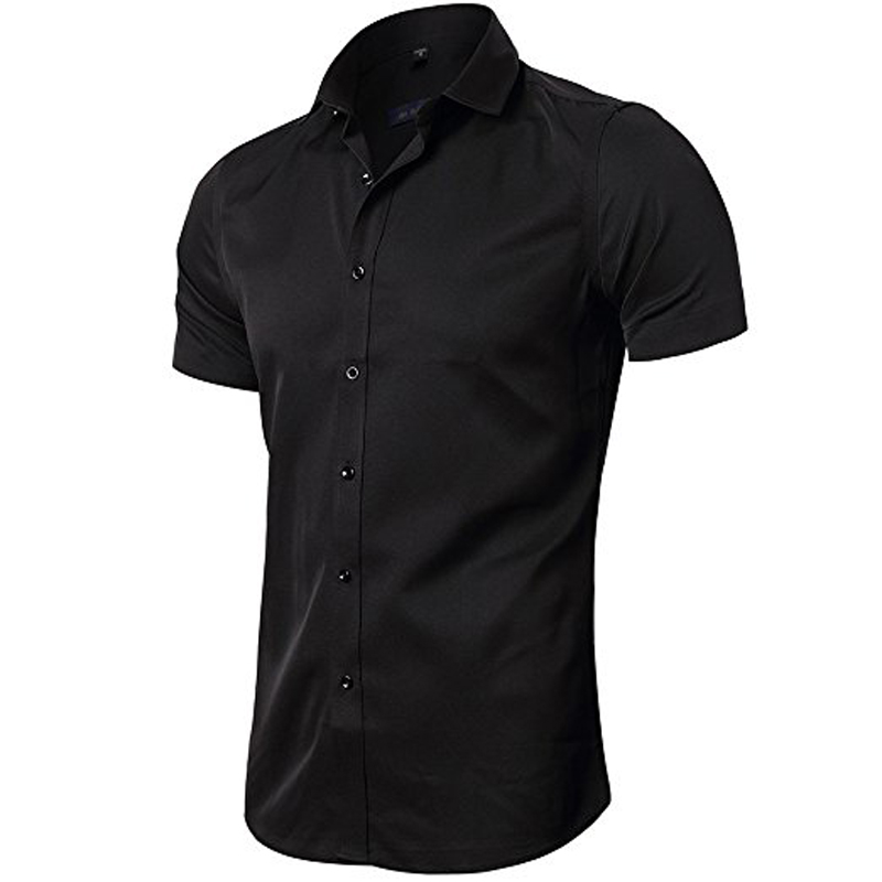 2021 High quality Men's Elastic Bamboo Fiber Dress Shirts Summer New Short Sleeve Shirt Men Business Work Shirt