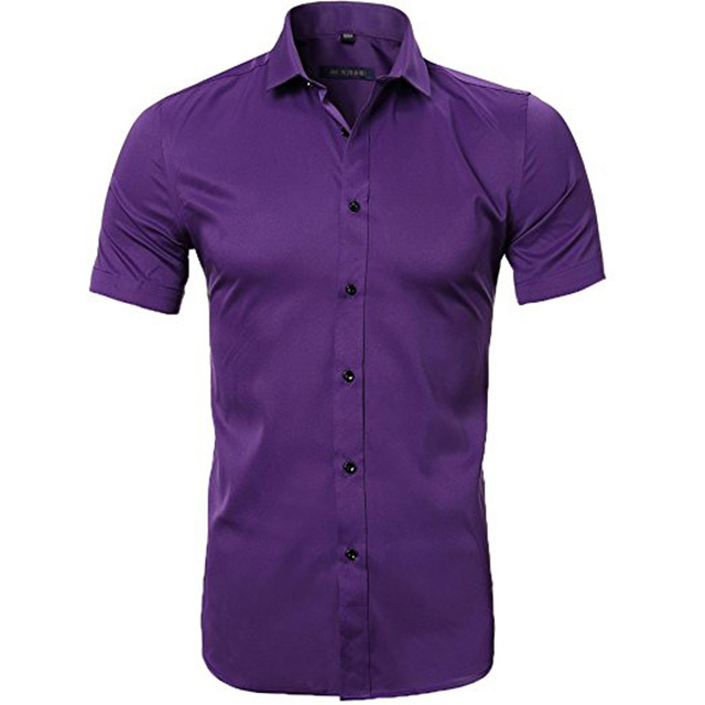 2021 High quality Men's Elastic Bamboo Fiber Dress Shirts Summer New Short Sleeve Shirt Men Business Work Shirt