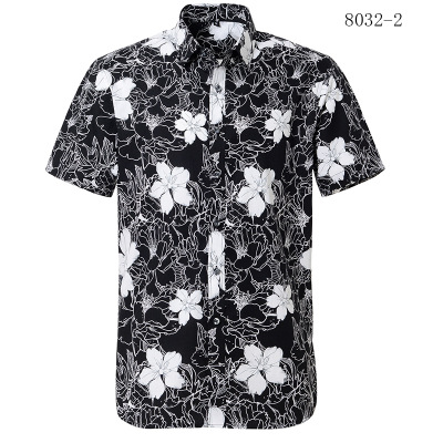 2021 High quality 100% Cotton Hawaiian Printed Men's Shirt US Size Regular Fit Short Sleeve Beach Blouse