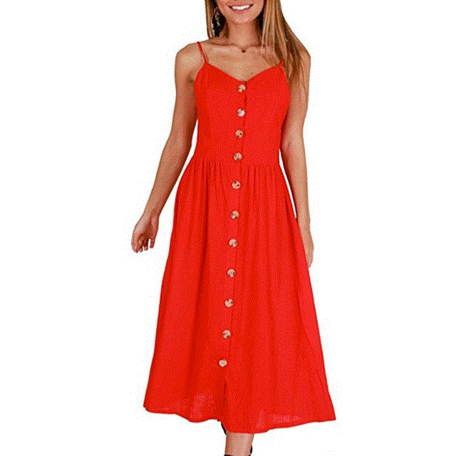 2021 High quality Summer Dress Women Off Shoulder Strap Bohemian Sundress Female Sleeveless Pocket Red White Vintage Sexy Beach Dress Vestido
