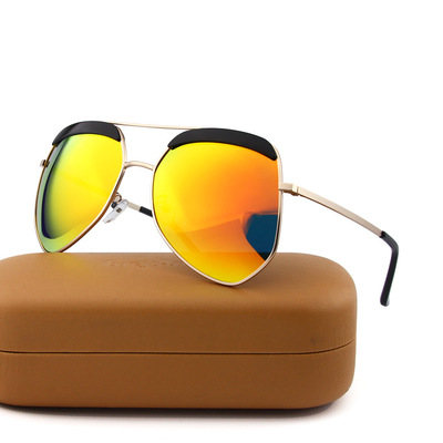 2021 High quality Black Pilot Sunglasses women Men Silver Mirror oversized Metal luxury brand Sunglasses female