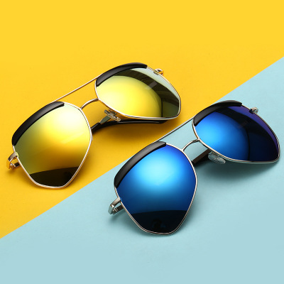 2021 High quality Black Pilot Sunglasses women Men Silver Mirror oversized Metal luxury brand Sunglasses female