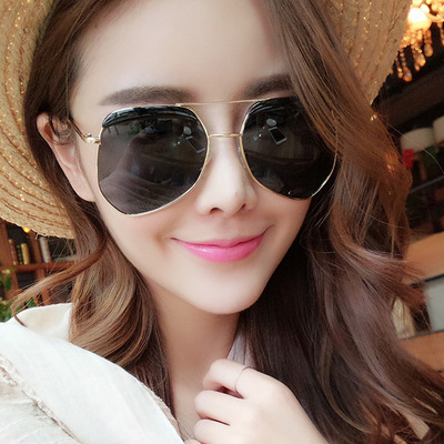 2021 High quality Black Pilot Sunglasses women Men Silver Mirror oversized Metal luxury brand Sunglasses female