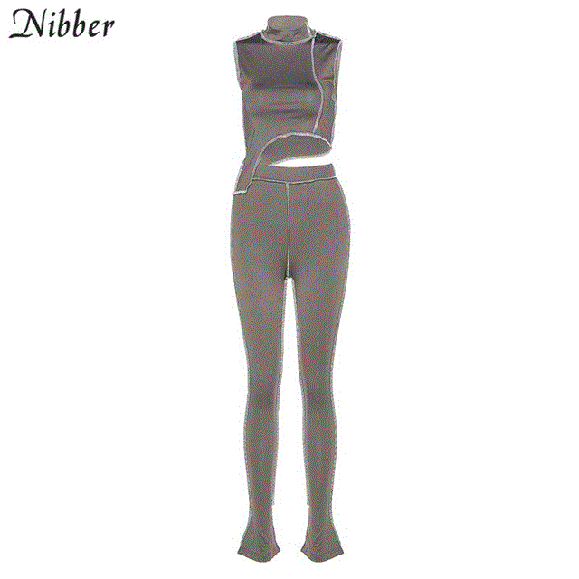 2021 High quality summer Sports leisure tank top leggings 2two piece sets women Basic stretch vest pants pure suits