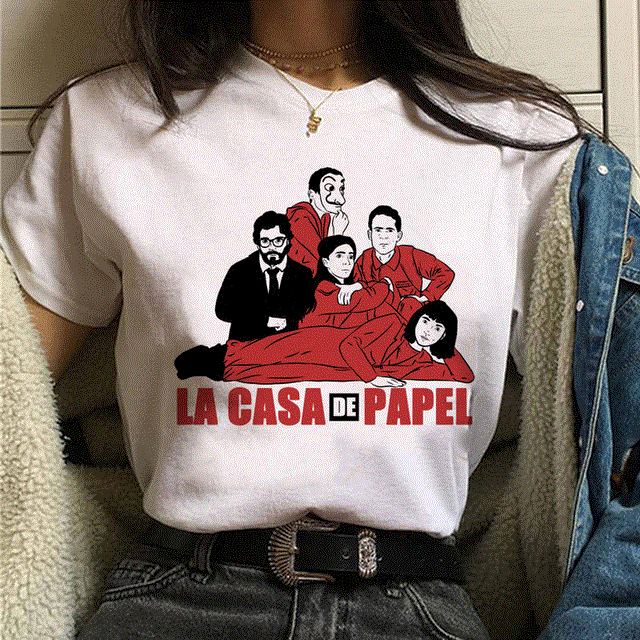2021 High quality La Casa De Papel Tshirt Money Heist Tees TV Series T Shirt Women T Short Sleeve House of Paper Funny Female T-Shirt Tops