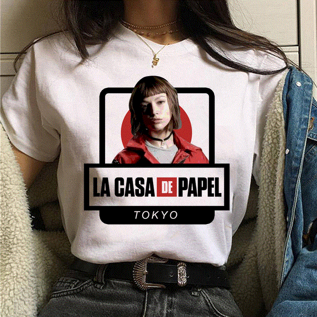 2021 High quality La Casa De Papel Tshirt Money Heist Tees TV Series T Shirt Women T Short Sleeve House of Paper Funny Female T-Shirt Tops