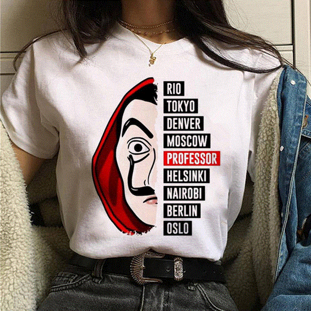 2021 High quality La Casa De Papel Tshirt Money Heist Tees TV Series T Shirt Women T Short Sleeve House of Paper Funny Female T-Shirt Tops