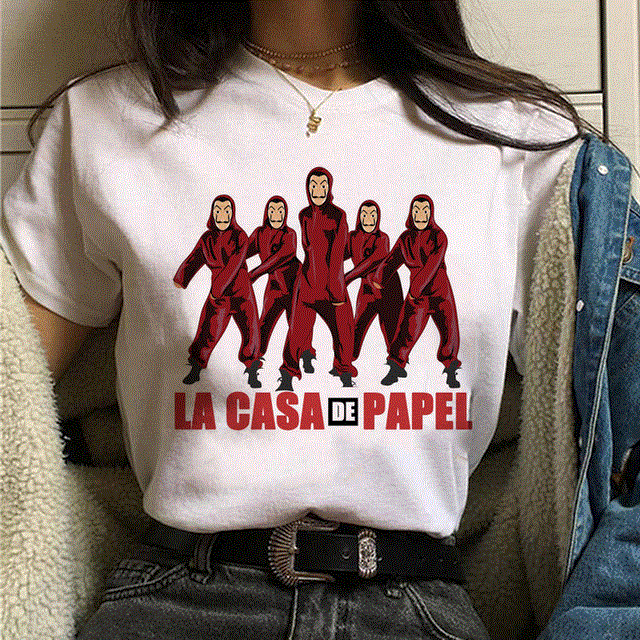 2021 High quality La Casa De Papel Tshirt Money Heist Tees TV Series T Shirt Women T Short Sleeve House of Paper Funny Female T-Shirt Tops