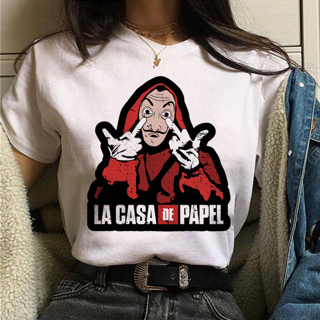 2021 High quality La Casa De Papel Tshirt Money Heist Tees TV Series T Shirt Women T Short Sleeve House of Paper Funny Female T-Shirt Tops