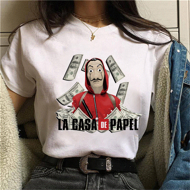 2021 High quality La Casa De Papel Tshirt Money Heist Tees TV Series T Shirt Women T Short Sleeve House of Paper Funny Female T-Shirt Tops