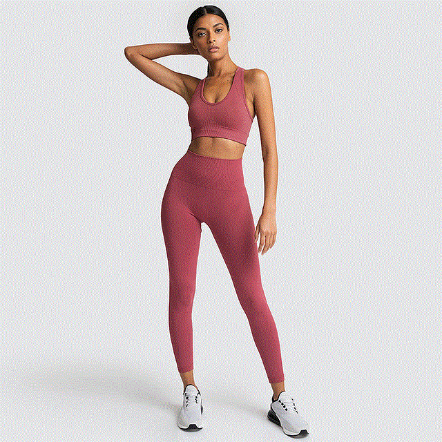 2021 High quality Women's Seamless Yoga Suit Sportswear Fitness Suit Sports Bra Leggings 2 Piece Sets Gym Clothes