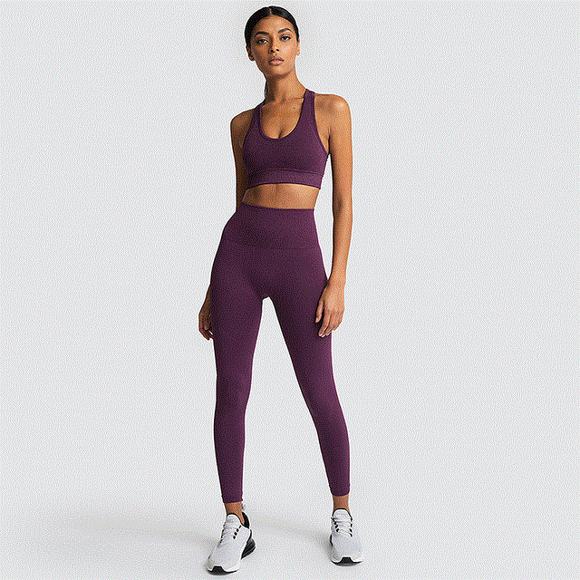 2021 High quality Women's Seamless Yoga Suit Sportswear Fitness Suit Sports Bra Leggings 2 Piece Sets Gym Clothes